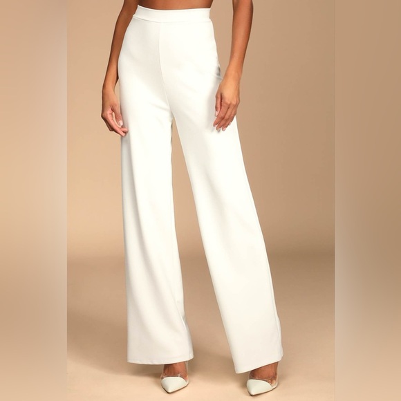 LULU’S Only Tonight Ivory Two-Piece Wide Leg Jumpsuit - Picture 4 of 6
